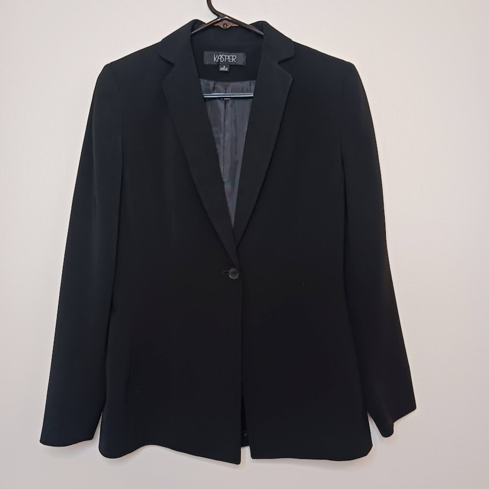 Kasper Blazer Womens Size 2 Black‎ Two Button Polyester
